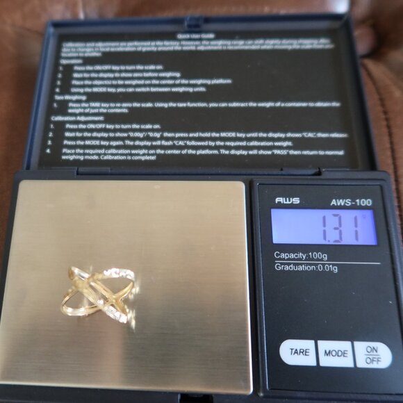 14K yellow gold diamond cut crisscross X ring size 7 ladies super sparkly - Picture 11 of 12